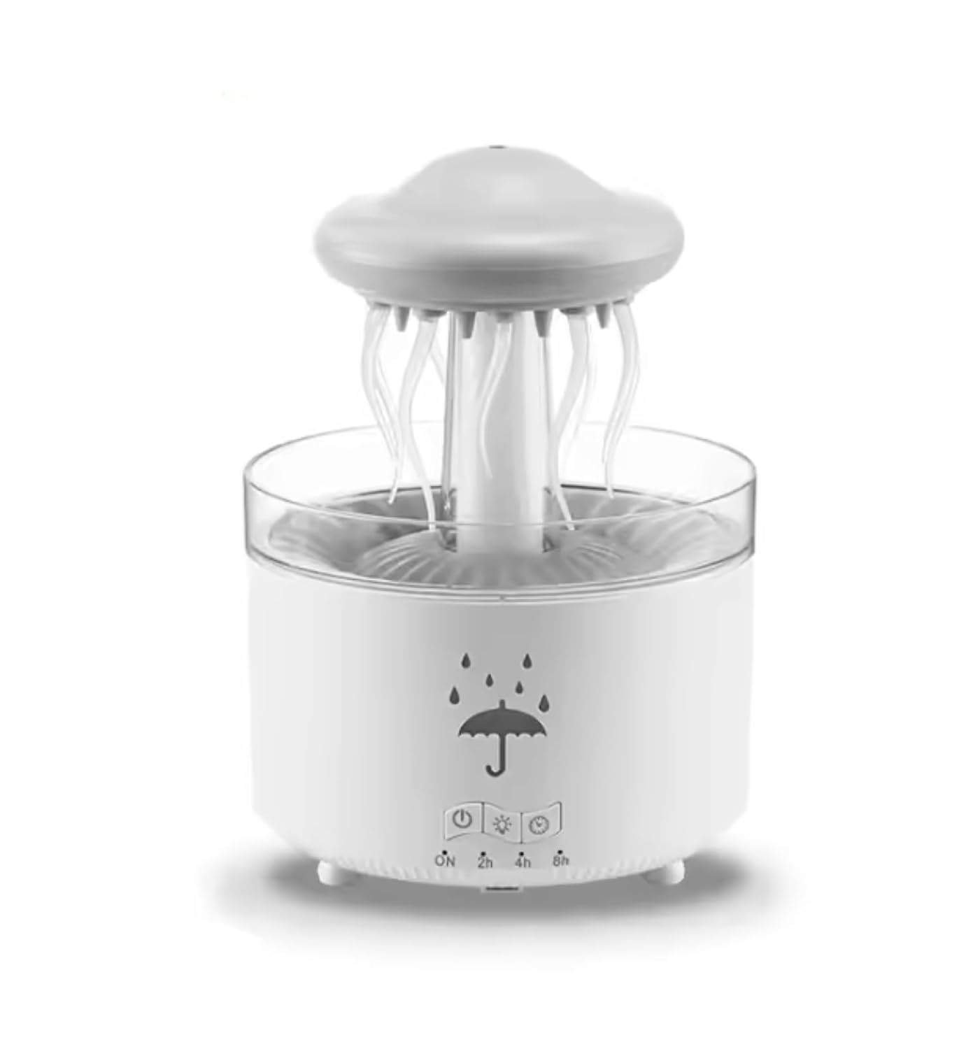 Plastic Jellyfish Shape Rotating Essential Oil Diffuser Humidifier For Home & Office | Multi-Colour LED (5.5 x 7.5 Inches, White)