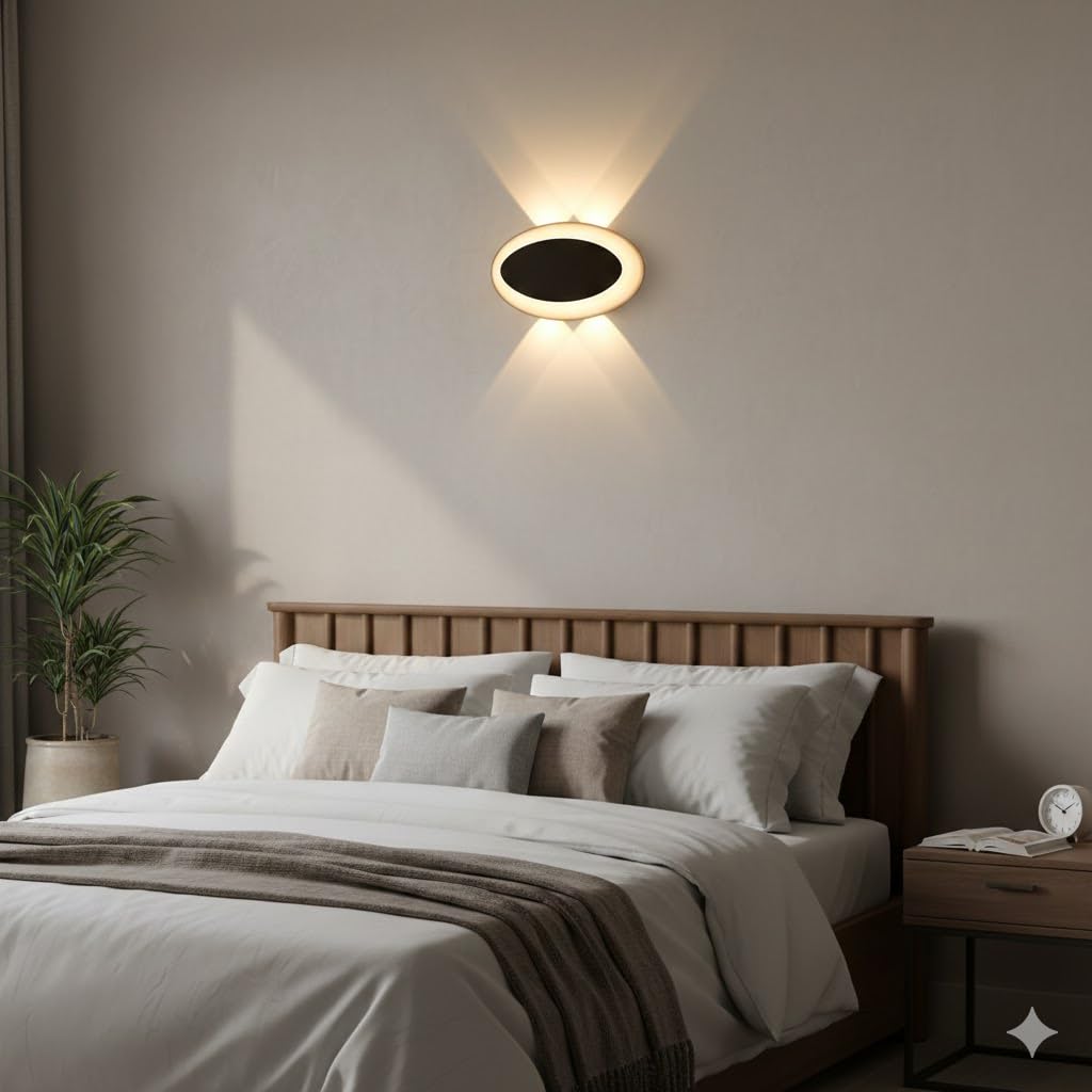 Aluminium LED Indoor/Outdoor Wall Light, IP-65 Rainproof & Shockproof Body. (2Up 2 Down Oval Warmwhite)