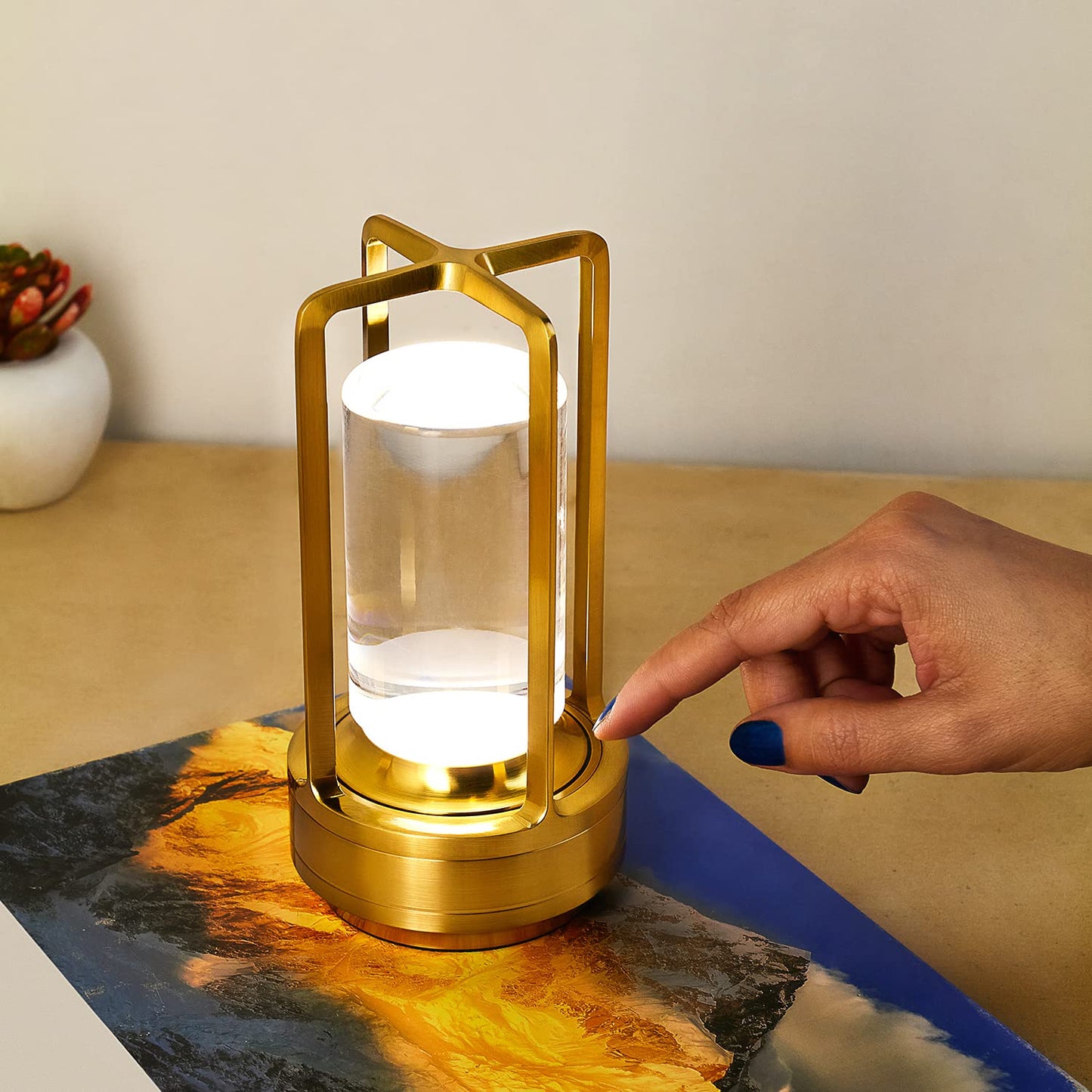 Rosha Lumos Wireless Plastic & Acrylic LED Table Lamps | Upto 8-10 Hrs 1800 mAh Rechargeable Batteries