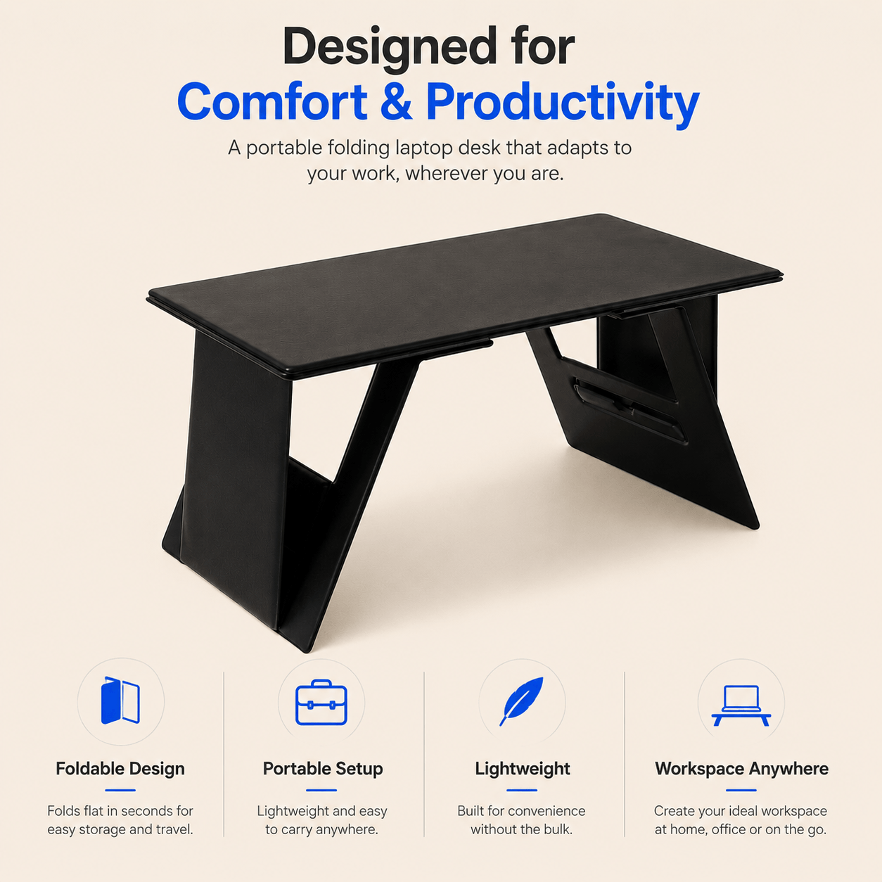 FlexFold Desk - Foldable Laptop Desk