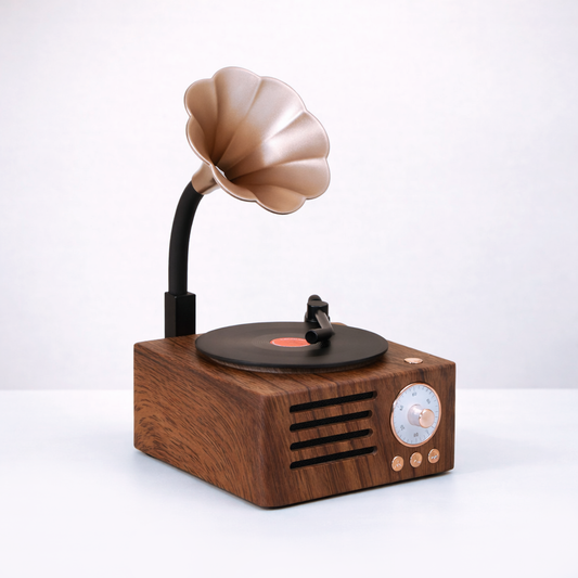 Retro Gramophone Bluetooth Speaker with Rotating Disc