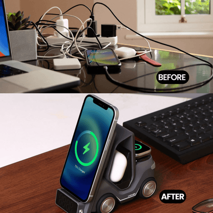 Bigsmall Charge Cruiser- 3 in 1 Wireless Charger with Clock