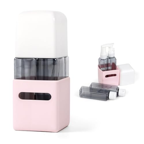 MAYCREATE 4 In 1 Travel Dispenser Bottle Kit, 50ml Leak-Proof | Easy Refilling, Secure Caps Help Reduce Spills, Durable Plastic, Compact Case, Travel Ready, Customer Care Support - Pink Set