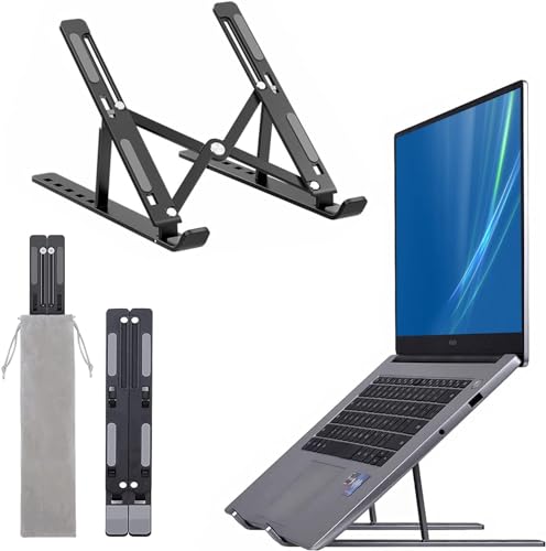 Dyazo 6 Angle Foldable & Portable Laptop Riser Stand Made with Aluminum Alloy |Compatible for Dell, Mac Book Air/Pro, Lenovo Acer Hp Asus & Other Laptop from 11.6 inch to 15.6 Inches- Black - N3 / Black