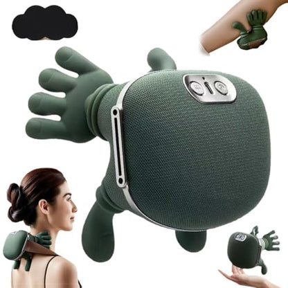 Bionic Heated Massager, Wireless Portable Shiatsu Neck and Back Massager, Electric Deep Tissue 4D Kneading Massage Simulated Human Hand Design for Pain Relief and Muscle Relax Massager - Green-1