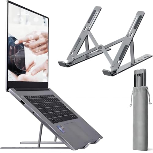 Dyazo 6 Angle Foldable & Portable Laptop Riser Stand Made with Aluminum Alloy |Compatible for Dell, Mac Book Air/Pro, Lenovo Acer Hp Asus & Other Laptop from 11.6 inch to 15.6 Inches- Black - N3 / Space Grey