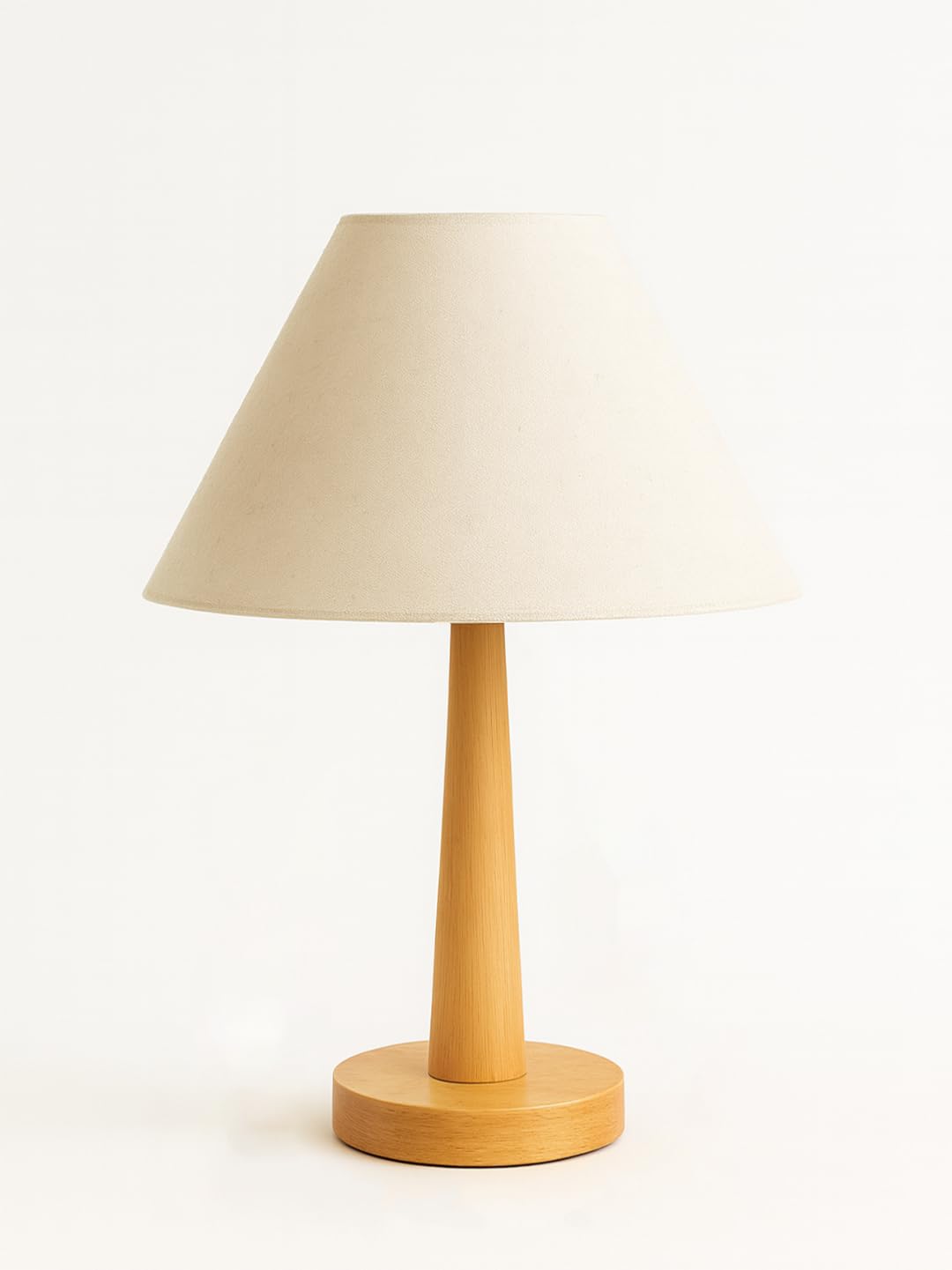 Modern Wooden Table Lamp with Fabric Shade | Warm Ambient Lighting for Bedroom, Living Room & Home Décor