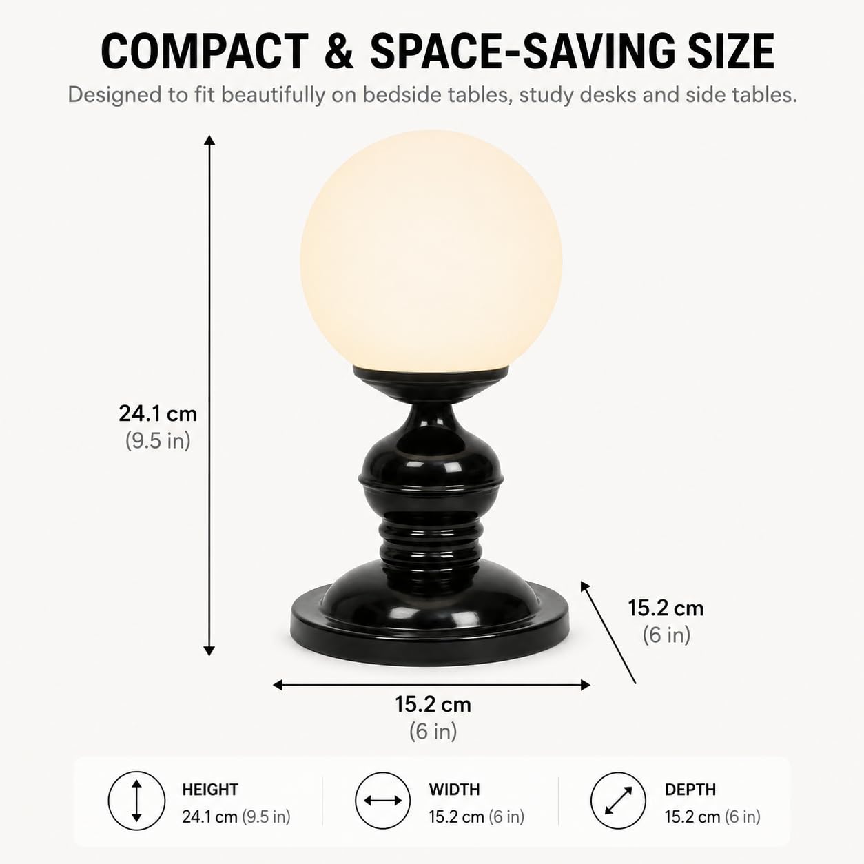 Moon Light Metal Table Lamps with Glass Shade for Home Décor, Bedrooms, Living Room, Gifting, Diwali Decoration