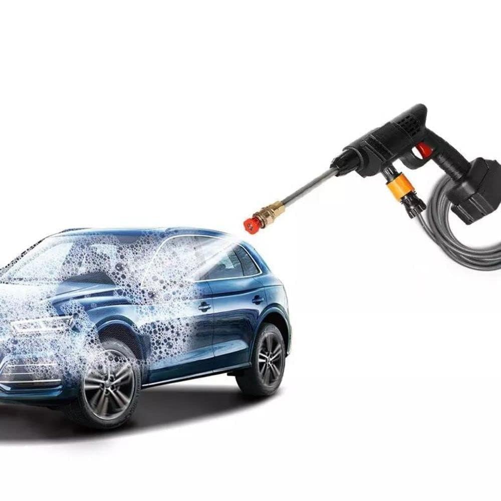 Cordless Portable Pressure Washer Gun 48V 12000mAh | Double Battery Wireless High Pressure Water Gun with Adjustable Nozzle & 5M Hose Pipe | Car Wash, Bike Cleaning & Outdoor Use
