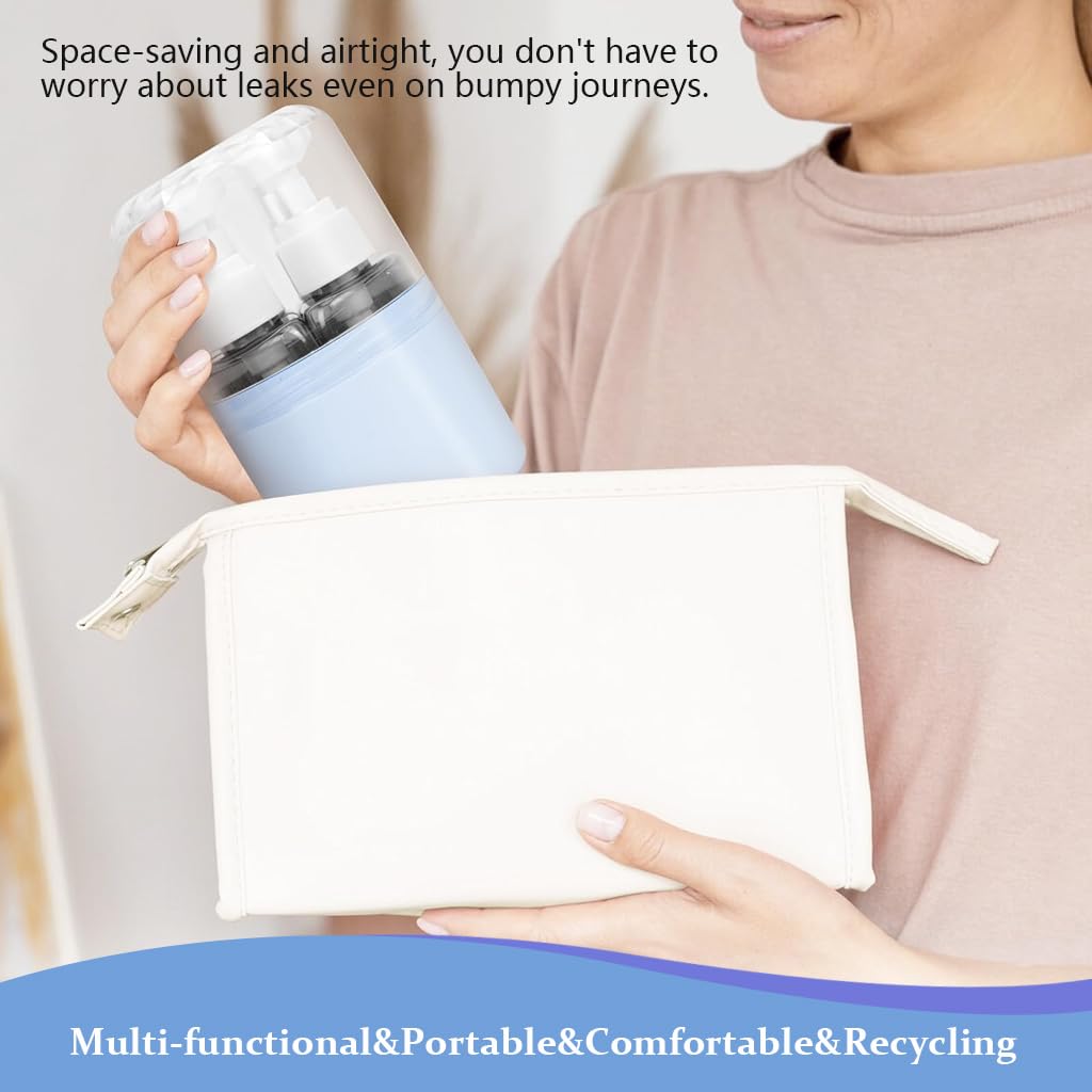 MAYCREATE 4 In 1 Travel Dispenser Bottle Kit, 50ml Leak-Proof | Easy Refilling, Secure Caps Help Reduce Spills, Durable Plastic, Compact Case, Travel Ready, Customer Care Support