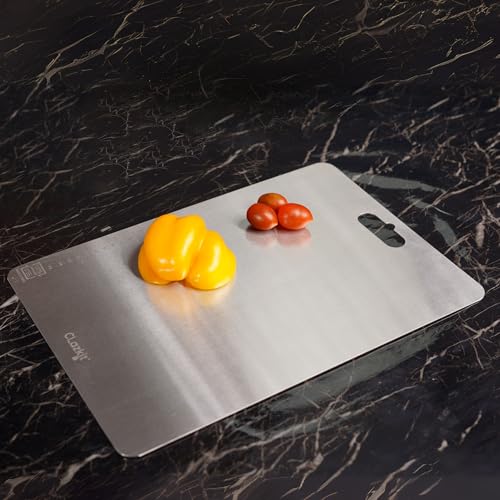 Clazkit Stainless Steel Chopping Board Vegetable,Fruit Cutting, Kneeding, Cake Prep, Heavy Duty Chopping-Board (Size 31.8CM X 21CM) - Silver