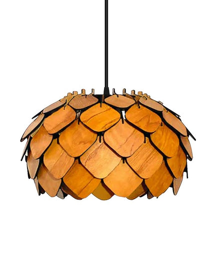 Wooden Pinecone Ceiling Light | lamp for Living Room | Rattan Hanging lamp for Drawing Room, Dining Room | Cane Pendant Light for Home Decoration | Wicker Pendant lamp