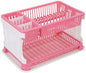 Amazon Brand - Solimo Plastic Dish Drainer, (Black, 51 cm * 33 cm * 27.2 cm) - Pink
