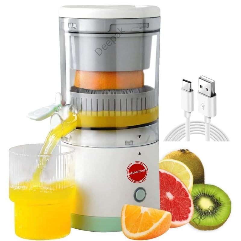 Drumstone Cordless Electric Citrus Juicer, USB Rechargeable Portable for Oranges, Lemons, Limes & Grapefruit, One-Touch Automatic Citrus Juicer for Home, Kitchen, Office & Travel