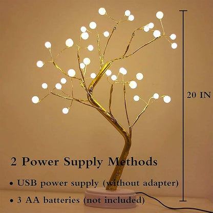 Pearl Bonsai Tree Lamp with Touch Switch | USB & Battery Operated Decorative Light