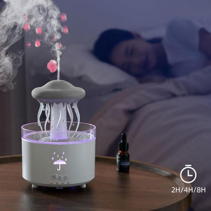 Plastic Jellyfish Shape Rotating Essential Oil Diffuser Humidifier For Home & Office | Multi-Colour LED (5.5 x 7.5 Inches, White)