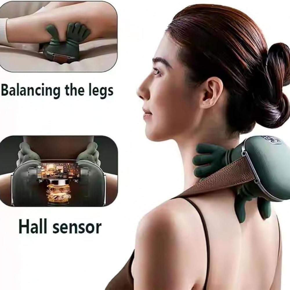 Bionic Heated Massager, Wireless Portable Shiatsu Neck and Back Massager, Electric Deep Tissue 4D Kneading Massage Simulated Human Hand Design for Pain Relief and Muscle Relax Massager