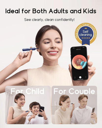 SELLASTIC Ear Cleaner Tool Kit, Ear Wax Removal with HD Camera & WiFi Connection, Flexible Otoscope Camera Light for iOS & Android, Safe Ear Cleaning for Adults & Baby - 1 Year Warranty
