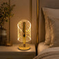 Gold Crystal LED Table Lamp with Transparent Acrylic Shade & Golden Flake Design