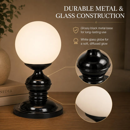 Moon Light Metal Table Lamps with Glass Shade for Home Décor, Bedrooms, Living Room, Gifting, Diwali Decoration
