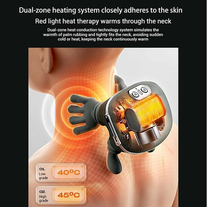 Bionic Heated Massager, Wireless Portable Shiatsu Neck and Back Massager, Electric Deep Tissue 4D Kneading Massage Simulated Human Hand Design for Pain Relief and Muscle Relax Massager