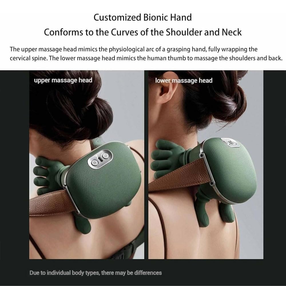 Bionic Heated Massager, Wireless Portable Shiatsu Neck and Back Massager, Electric Deep Tissue 4D Kneading Massage Simulated Human Hand Design for Pain Relief and Muscle Relax Massager