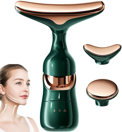Facial Massager for Face and Neck, 3-in-1 Face Massager for Women, Anti Wrinkle & Aging Facial and Neck Massage Kit with 3 Massage Modes for Skin Care,Improve,Firm,Tightening and Smooth (GREEN)