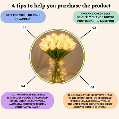 Artificial White Tulip Flower Lamp with LED Lights, 5 Tulip Bouquet Night Light for Bedroom Decor | Battery Operated Aesthetic