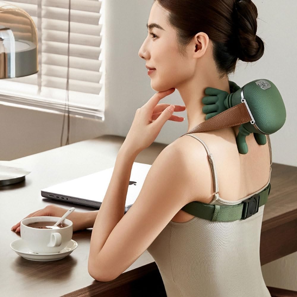 Bionic Heated Massager, Wireless Portable Shiatsu Neck and Back Massager, Electric Deep Tissue 4D Kneading Massage Simulated Human Hand Design for Pain Relief and Muscle Relax Massager