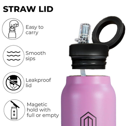 Melbify | Sipper Water Bottle with Magnetic Tripod | 750 ML| Melbipod Pink | Perfect for Creators On-the-Go Vlogging, Fitness, Travel | 3 Hour Hot & 6 Hour Cold | 7 Colors | BPA Free