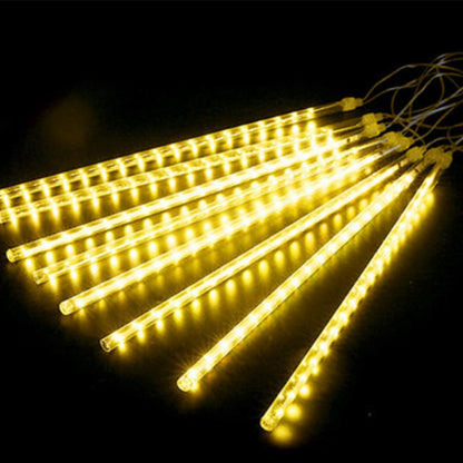 Rain Drop LED Meteor Shower 192 LEDs 8 Tubes (11.8") | Icicle Falling Effect for Diwali, Christmas, New Year, Home & Outdoor Decoration,
