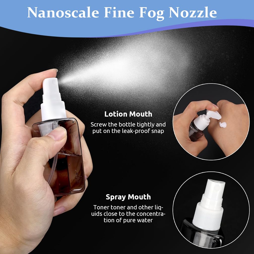 MAYCREATE 4 In 1 Travel Dispenser Bottle Kit, 50ml Leak-Proof | Easy Refilling, Secure Caps Help Reduce Spills, Durable Plastic, Compact Case, Travel Ready, Customer Care Support