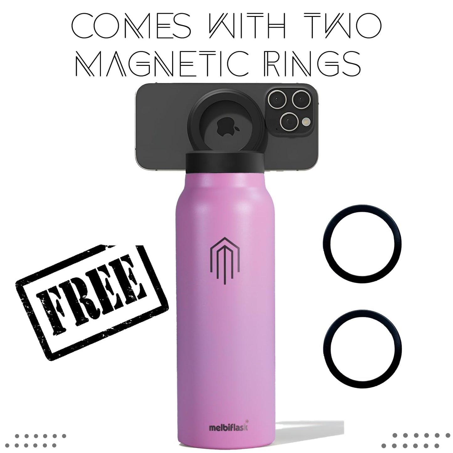 Melbify | Sipper Water Bottle with Magnetic Tripod | 750 ML| Melbipod Pink | Perfect for Creators On-the-Go Vlogging, Fitness, Travel | 3 Hour Hot & 6 Hour Cold | 7 Colors | BPA Free