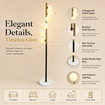 Prosper Modern Designer Floor Lamp with Marble Base 3 Light Mode for Living Room| Bedroom