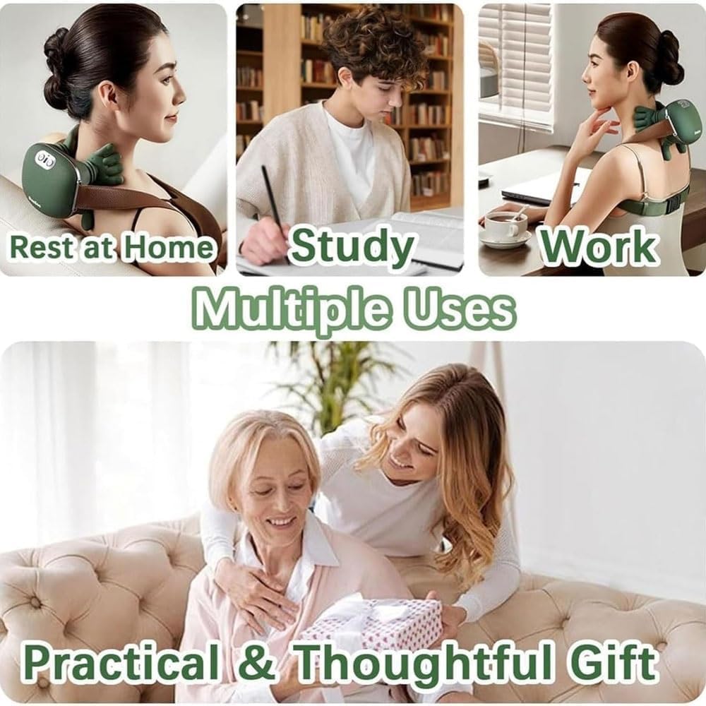 Bionic Heated Massager, Wireless Portable Shiatsu Neck and Back Massager, Electric Deep Tissue 4D Kneading Massage Simulated Human Hand Design for Pain Relief and Muscle Relax Massager