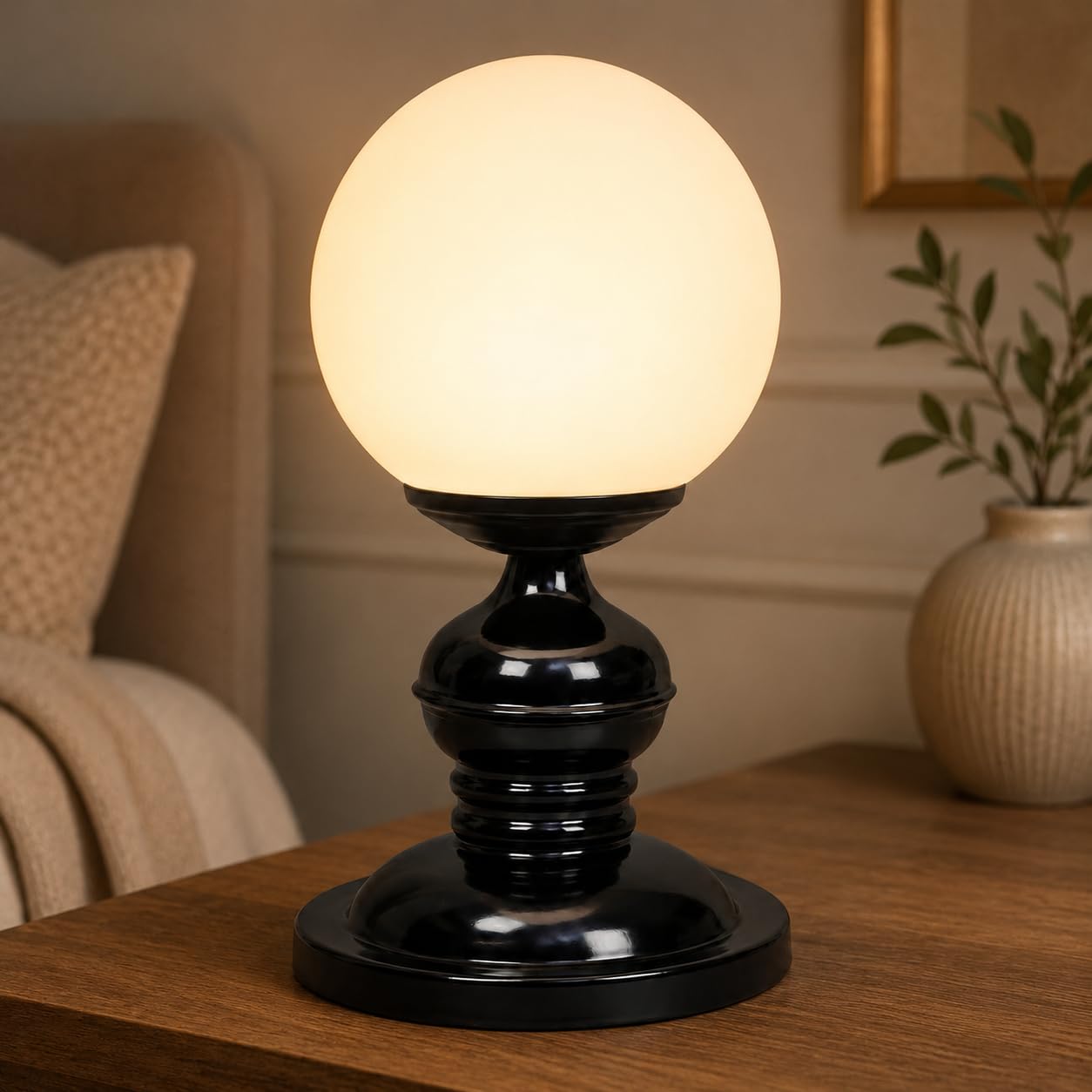 Moon Light Metal Table Lamps with Glass Shade for Home Décor, Bedrooms, Living Room, Gifting, Diwali Decoration
