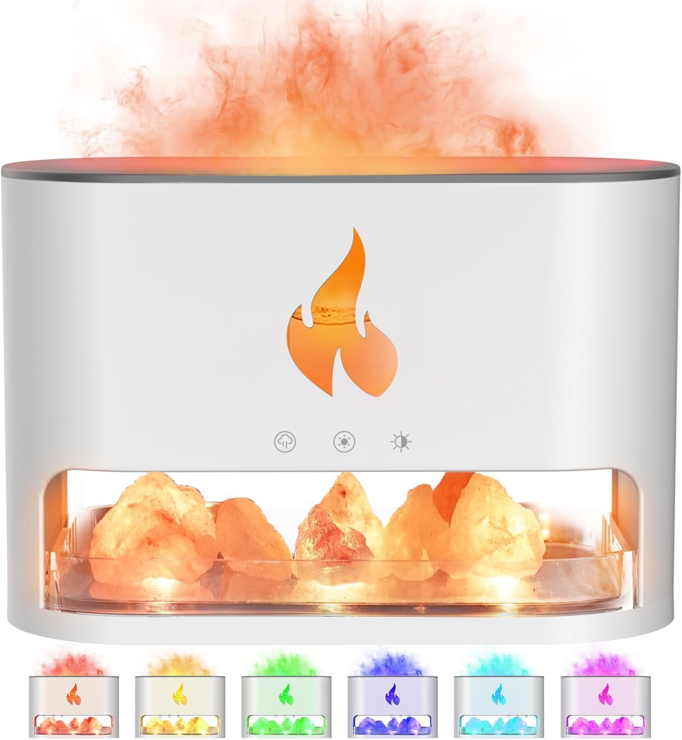 Humidifier Flame Diffuser, Aromatherapy Essential Oil Diffuser, Himalayan Salt Lamp Diffuser, Cool Mist Ultrasonic Humidifier