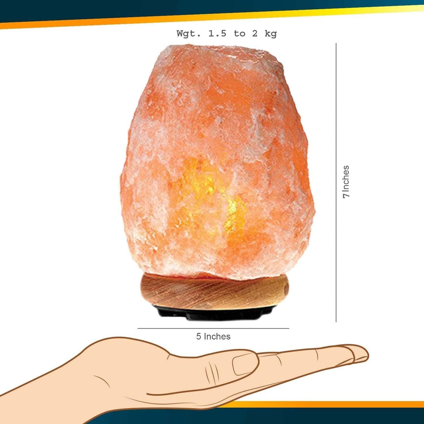 7 Inch Himalayan Rock Salt CFL Lamp With Wooden Base And An Extra Bulb For Positive Energy, Vastu , Fengshui , Healing , Peace , Harmony
