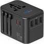 Ceptics Universal Travel Adapter, 45W International Power Adapter with PD & QC 3.0 Dual USB-C, 3 USB Travel Adapter Worldwide, Type I C G A Outlets 110V 220V A/C - EU Euro US UK (11-KU)