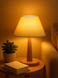 Modern Wooden Table Lamp with Fabric Shade | Warm Ambient Lighting for Bedroom, Living Room & Home Décor