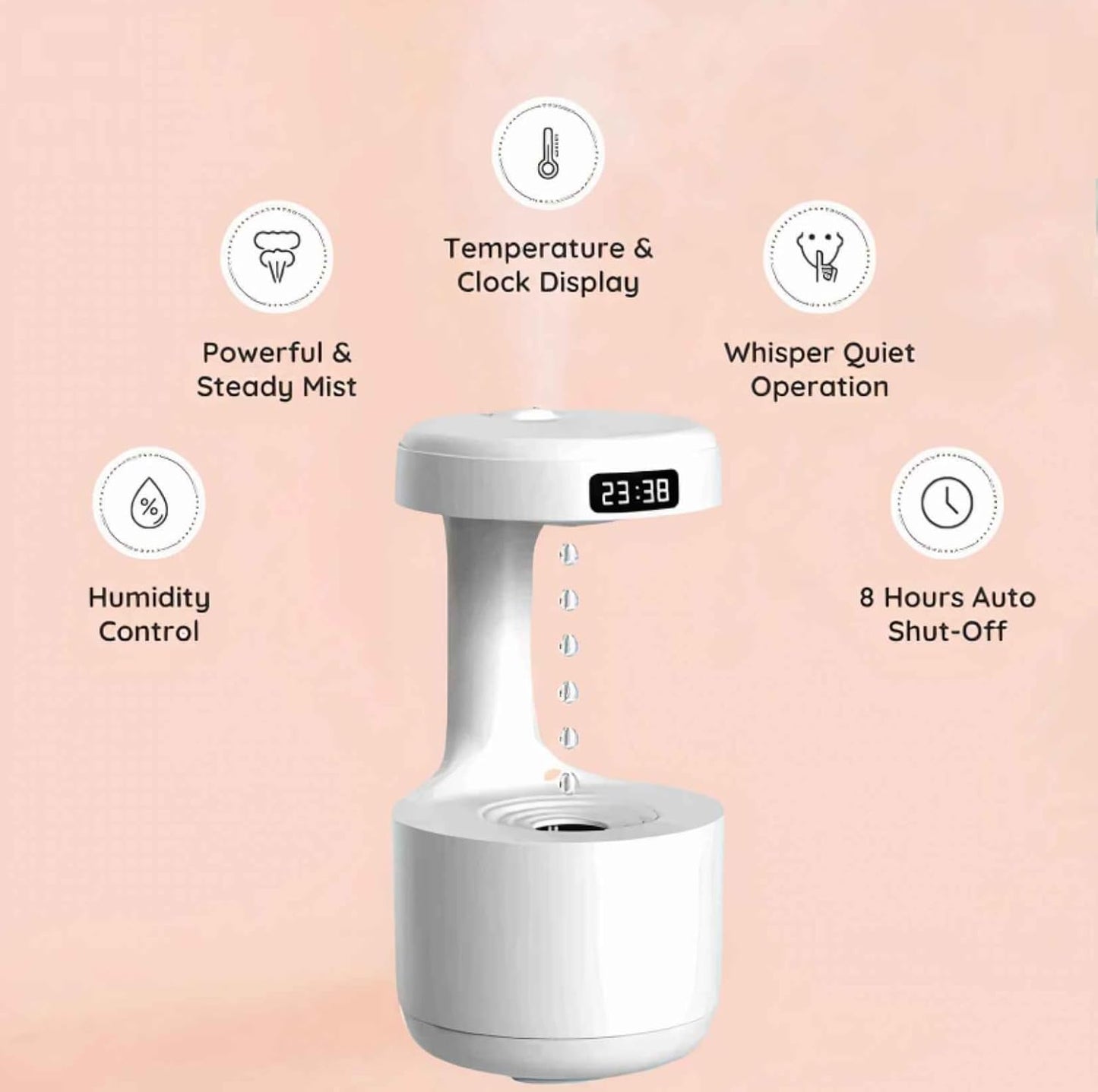 Plastic Antigravity Water Droplets Humidifier | Ultrasonic Essential Oil Diffuser For Home