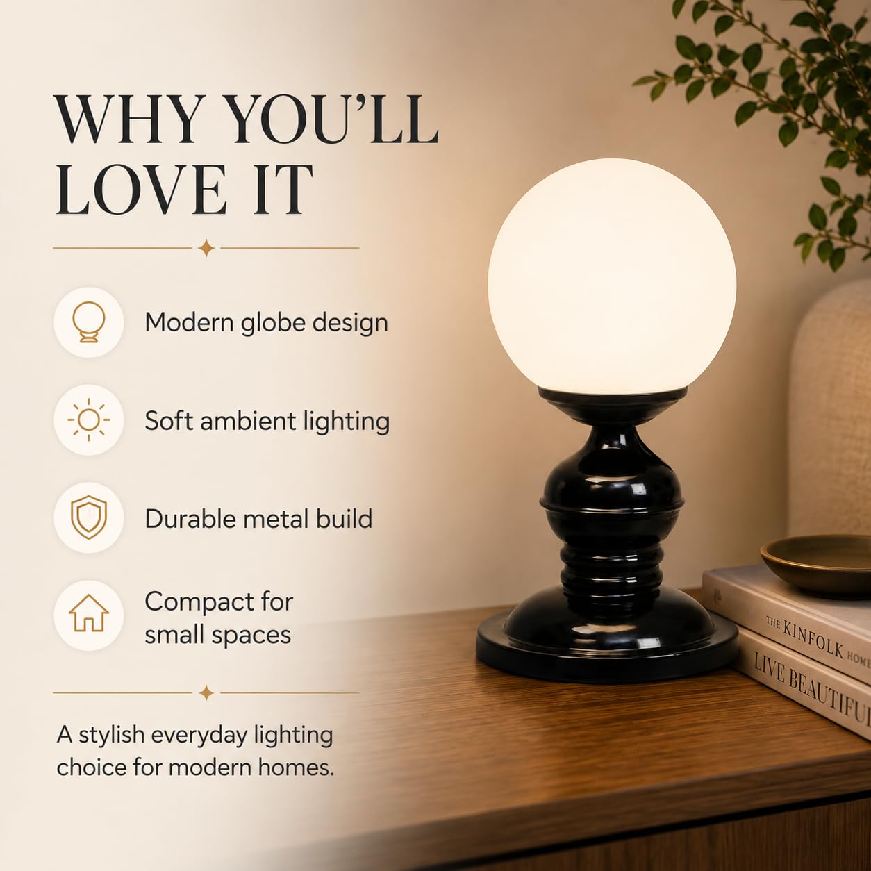 Moon Light Metal Table Lamps with Glass Shade for Home Décor, Bedrooms, Living Room, Gifting, Diwali Decoration