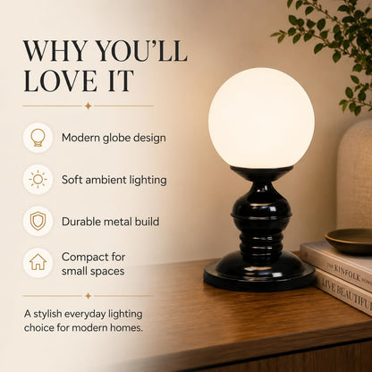 Moon Light Metal Table Lamps with Glass Shade for Home Décor, Bedrooms, Living Room, Gifting, Diwali Decoration