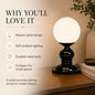 Moon Light Metal Table Lamps with Glass Shade for Home Décor, Bedrooms, Living Room, Gifting, Diwali Decoration