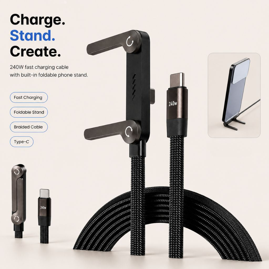 Dockline Pro Type-C Fast Charging Cable with Mobile Stand