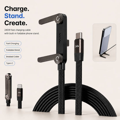 Dockline Pro Type-C Fast Charging Cable with Mobile Stand