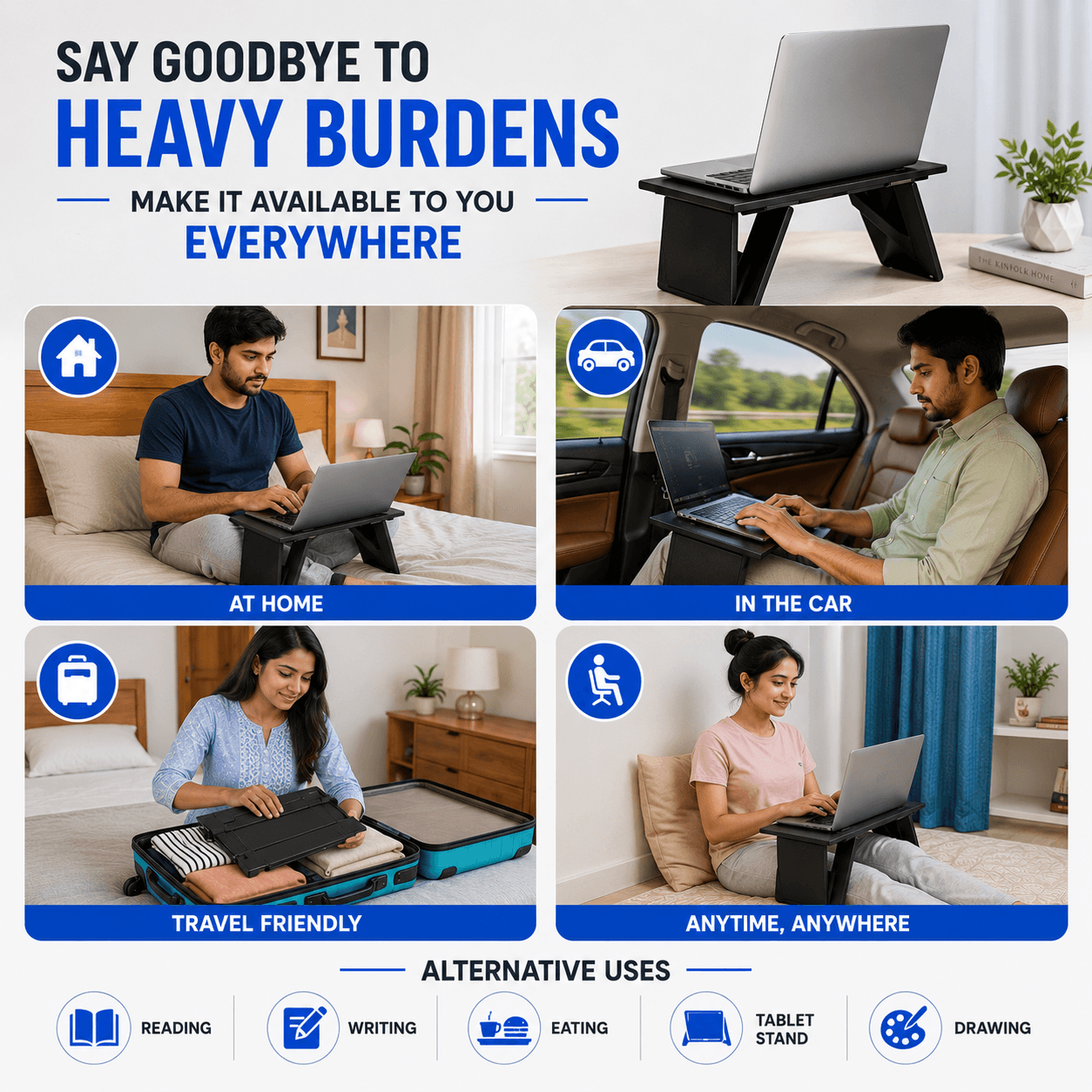 FlexFold Desk - Foldable Laptop Desk