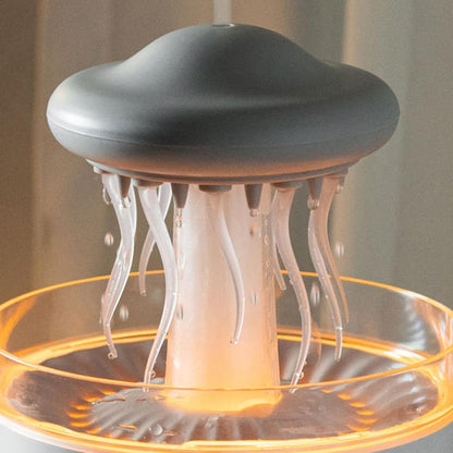 Plastic Jellyfish Shape Rotating Essential Oil Diffuser Humidifier For Home & Office | Multi-Colour LED (5.5 x 7.5 Inches, White)