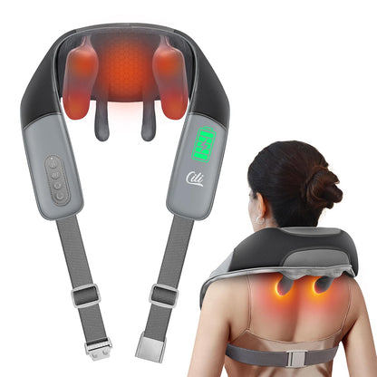 CILI Cordless Neck Massager with Heat, 4D Shiatsu Neck Shoulder Massager Deep Tissue Neck Back Massager Pillow, Wider Massage Head & More Heating Area, Gift for Dad Mom