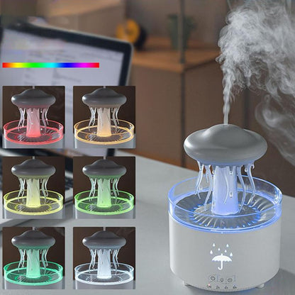 Plastic Jellyfish Shape Rotating Essential Oil Diffuser Humidifier For Home & Office | Multi-Colour LED (5.5 x 7.5 Inches, White)